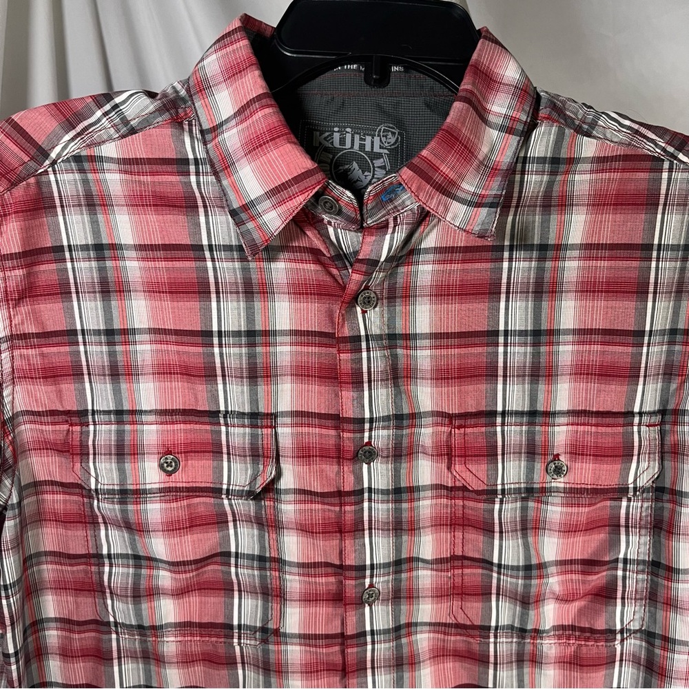 Kuhl Men's Eluxur Plaid Button Down Shirt Red & Gray Plaid Size Small Gorpcore - Picture 3 of 8